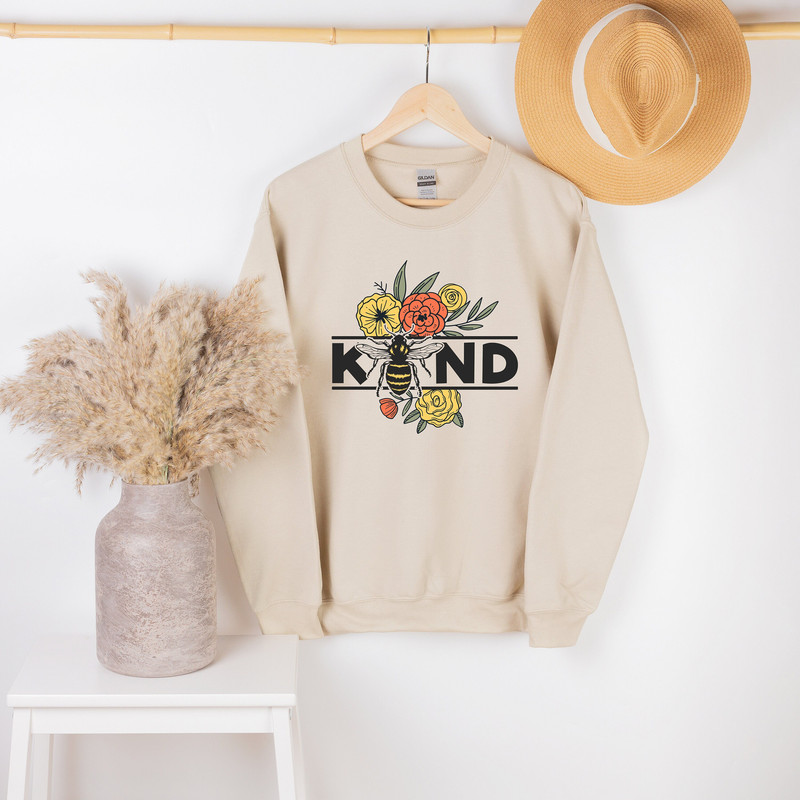 Bee Kind Sweatshirt, Inspirational Shirt, Kind Heart Shirt, Motivational Tee, Positive T-Shirt, Gift For Her, Women Sweatshirt - 1.jpg