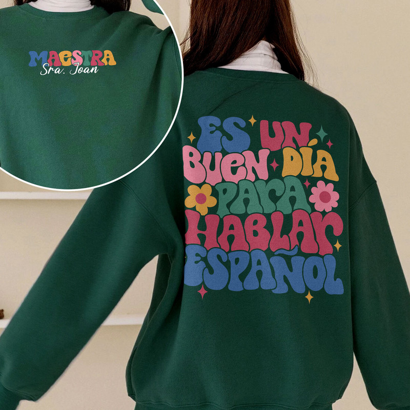 Spanish Teacher Sweatshirts, Maestra T Shirts, Spanish Teacher Gifts, Maestra Custom Name, Language Shirt, Latina Bilingual Teacher Shirt - 4.jpg