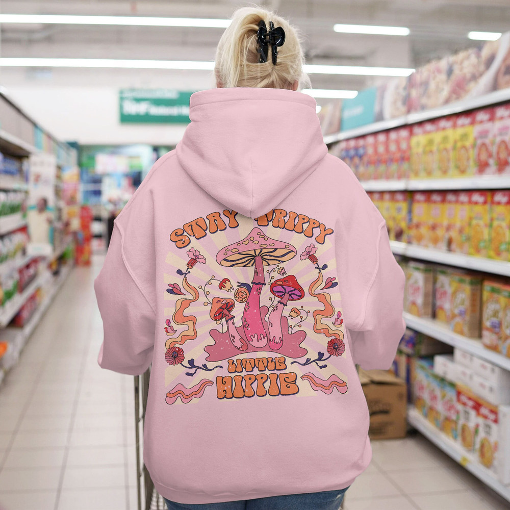 Stay Trippy Little Hippie Hoodie, Mushroom Sweatshirt, Retro Hippy Shirt, Trippy Sweatshirt, Boho Sweatshirt - 4.jpg