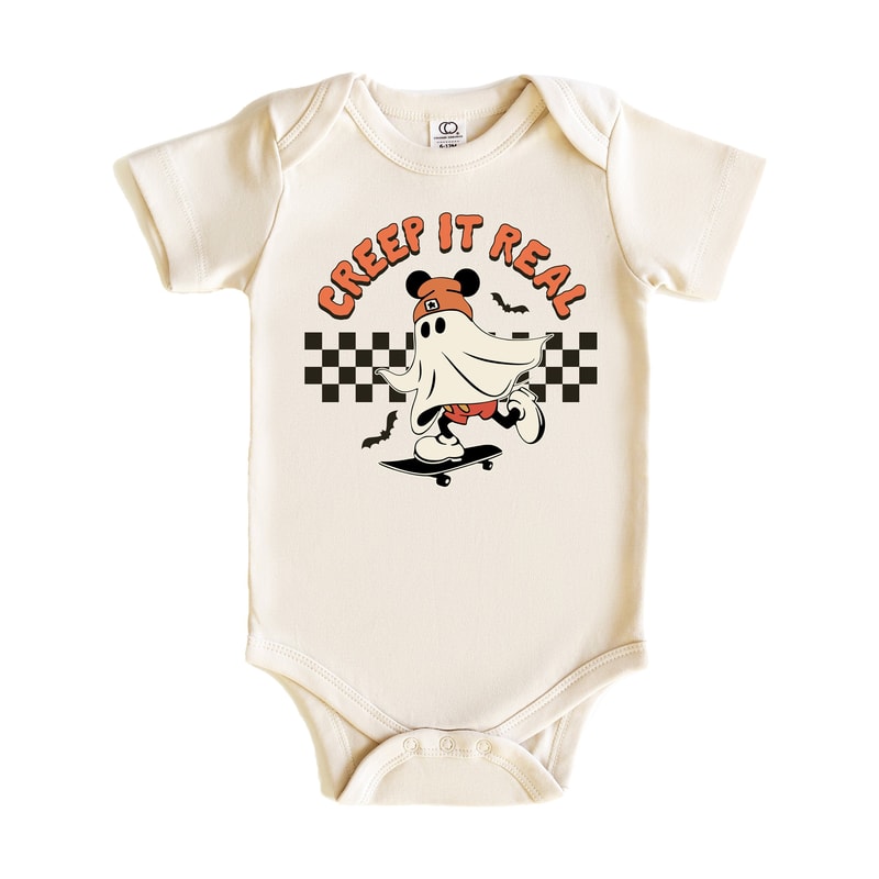 Creep It Real Onesie, Retro Halloween Bodysuit, first halloween gift, Newborn Gift Idea for Halloween, Ghost Halloween Baby Onesie - 1.jpg