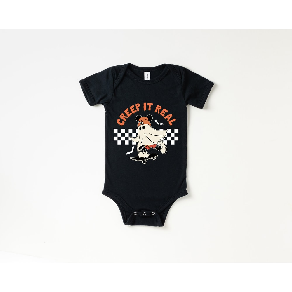Creep It Real Onesie, Retro Halloween Bodysuit, first halloween gift, Newborn Gift Idea for Halloween, Ghost Halloween Baby Onesie - 4.jpg