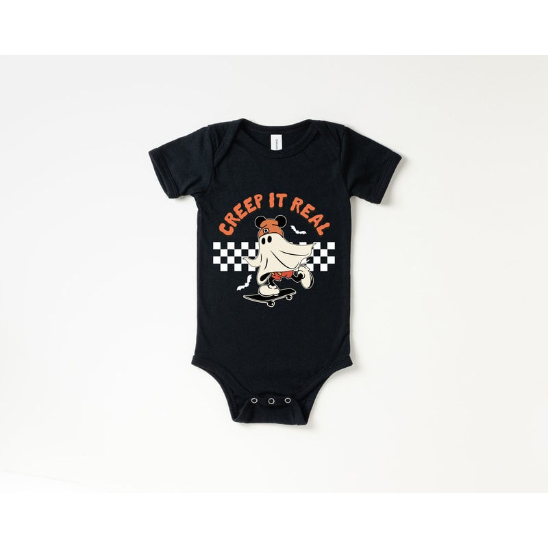 Creep It Real Onesie, Retro Halloween Bodysuit, first halloween gift, Newborn Gift Idea for Halloween, Ghost Halloween Baby Onesie - 4.jpg