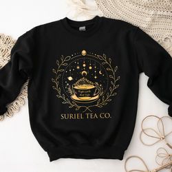 suriel tea co sweatshirt, acotar shirt, bookish sweat, sjm merch, golden velaris, suriel tea tshirt,