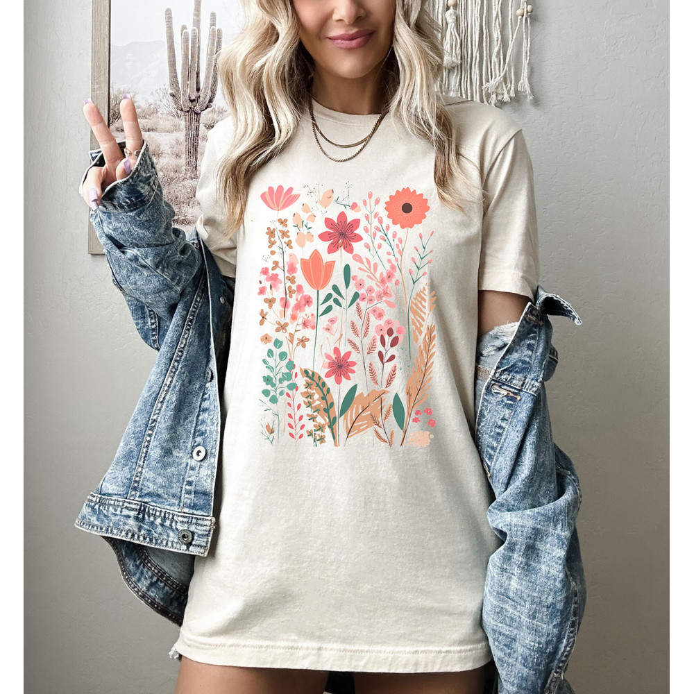 Flower Shirts,Aesthetic Wild Flower Shirt, Botanical Floral,Minimalist Shirts for Women,Botanical Shirt, Nature Lover Shirt,Ladies Shirts - 2.jpg
