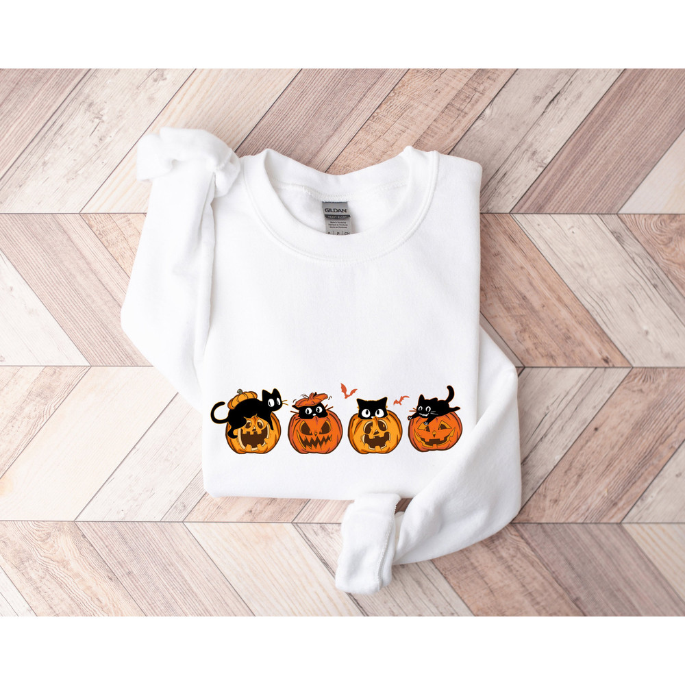 Halloween Cat Sweatshirt, Halloween Ghost Shirt, Cool Halloween Cat Shirt,Pumpkin Shirt, Halloween Gift, Cat Lover Shirt, Spooky Vibes Shirt - 3.jpg