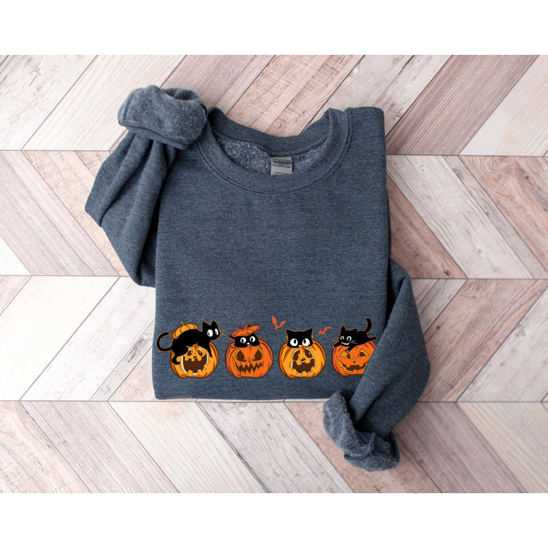 Halloween Cat Sweatshirt, Halloween Ghost Shirt, Cool Halloween Cat Shirt,Pumpkin Shirt, Halloween Gift, Cat Lover Shirt, Spooky Vibes Shirt - 4.jpg
