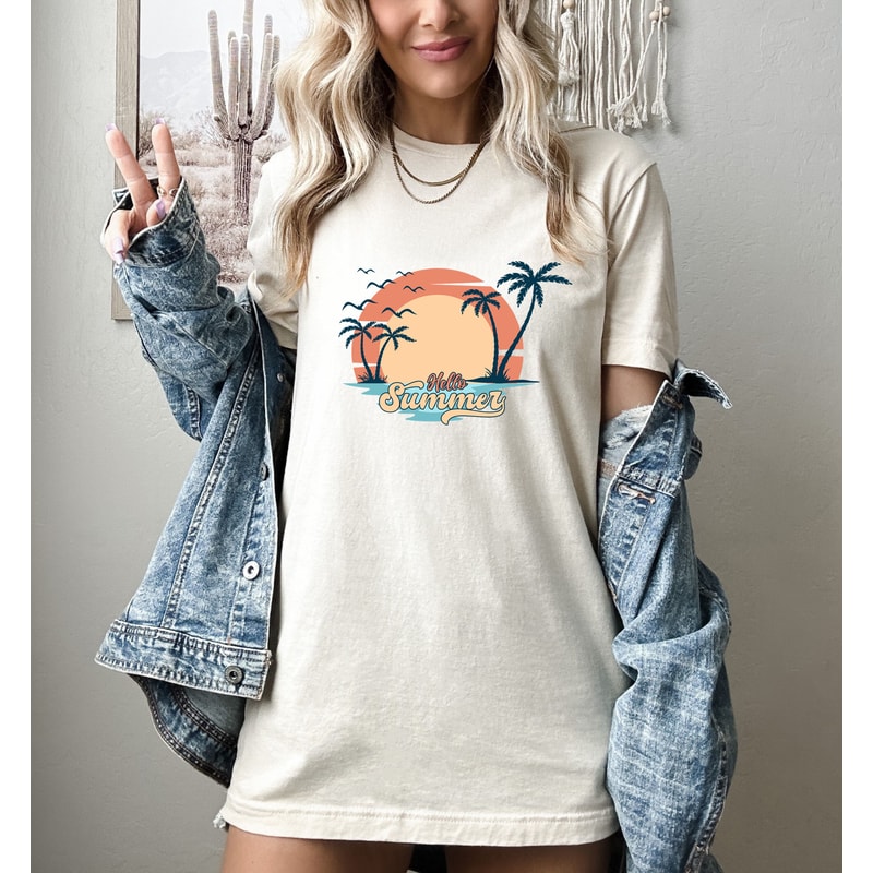 Hello Summer Shirt, Sunset Shirt, Summer Vibes T-Shirt, Summer Vacation Shirt, Road Trip Shirt, Adventure Lover Shirt - 2.jpg