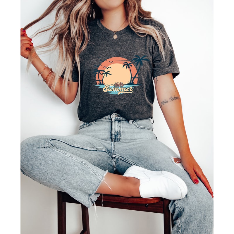 Hello Summer Shirt, Sunset Shirt, Summer Vibes T-Shirt, Summer Vacation Shirt, Road Trip Shirt, Adventure Lover Shirt - 3.jpg