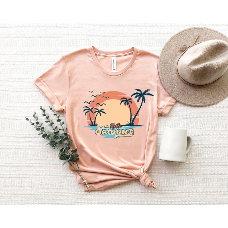 Hello Summer Shirt, Sunset Shirt, Summer Vibes T-Shirt, Summer Vacation Shirt, Road Trip Shirt, Adventure Lover Shirt - 4.jpg