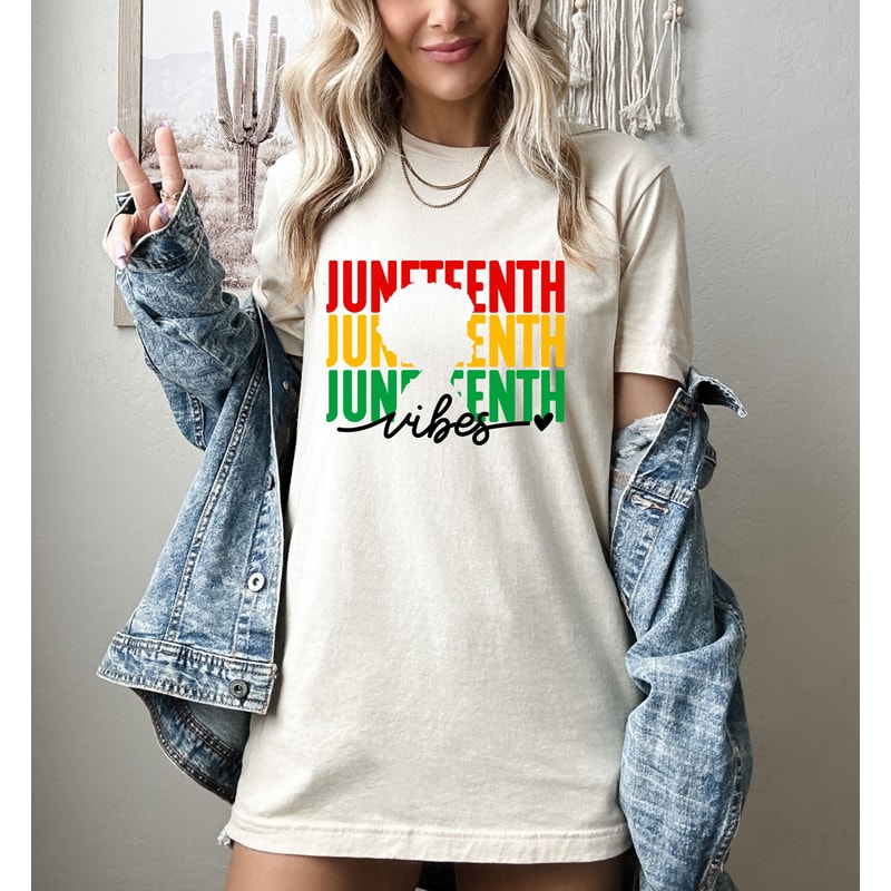 Juneteenth Vibes Shirt, Juneteenth Shirt Women, Afro Woman Shirt, 1865 Juneteenth Shirt, Black Women Gifts, Black History Month Shirt - 2.jpg
