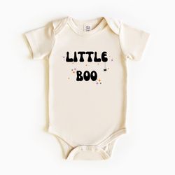little boo shirt, cute retro halloween bodysuit, first halloween gift, newborn gift idea for halloween, ghost halloween