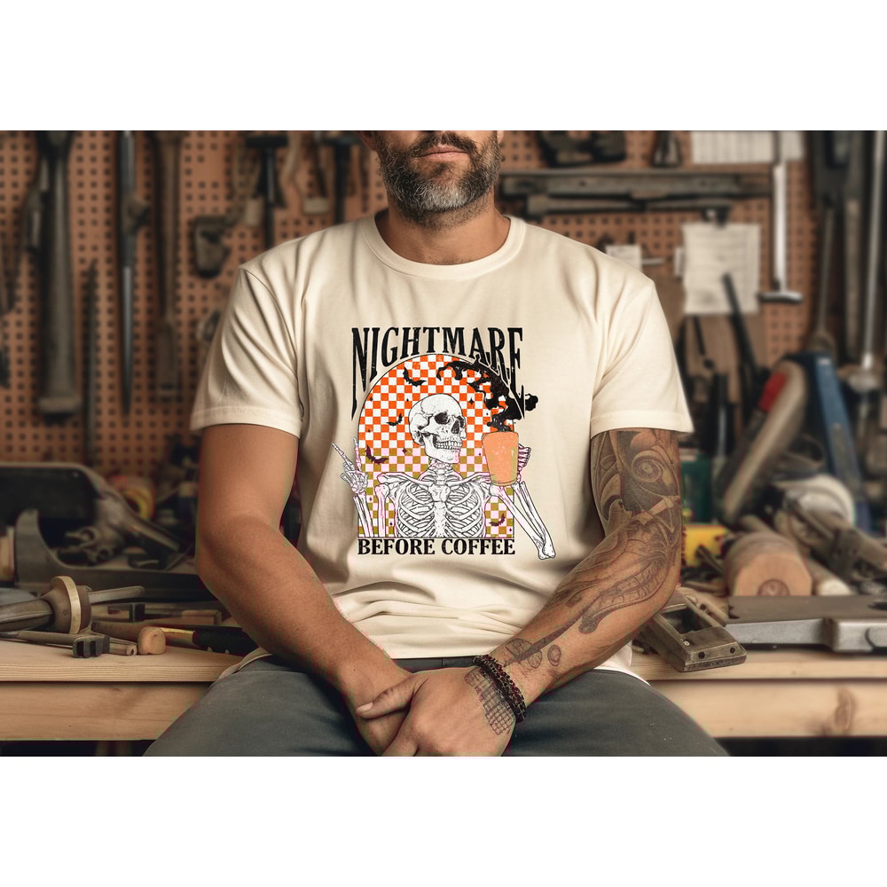 Nightmare Before Coffee Skeleton Shirt, Halloween Shirt, Halloween Party Shirts, Skeleton Fall Shirt, Skeleton Shirt - 2.jpg