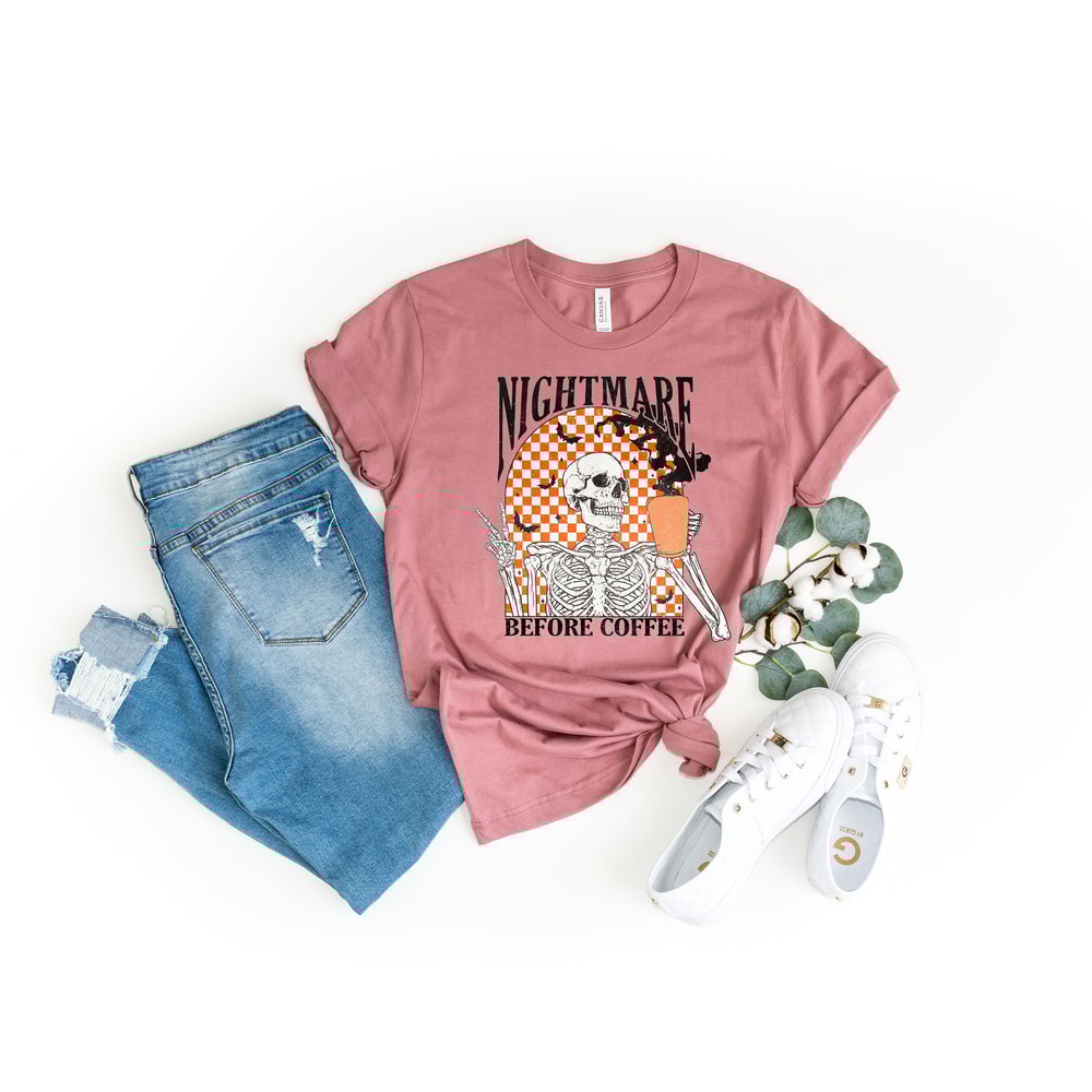 Nightmare Before Coffee Skeleton Shirt, Halloween Shirt, Halloween Party Shirts, Skeleton Fall Shirt, Skeleton Shirt - 5.jpg