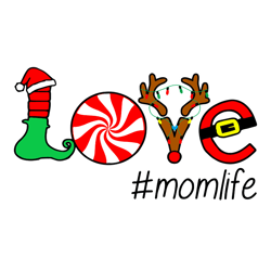 love momlife svg, love christmas svg, merry christmas svg, christmas gift, santa christmas, elf christmas svg