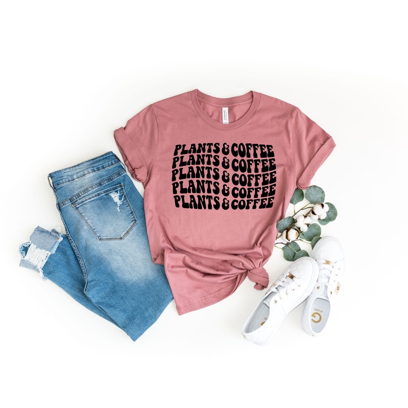 Plants and Coffee Shirt, Plant and Coffee Lover Shirt, Spring Everyday Tee, Plant Lover Shirt, Botanical Flower Shirt - 5.jpg