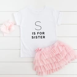 s is for shirt, big sister shirt, big sis shirt, baby announcement, sibling hospital outfits