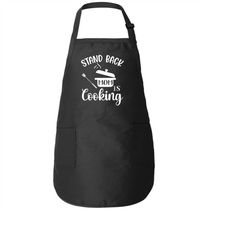 stand back mom is cooking apron,funny baking apron with pocket & adjustable strap for mother,mothers day apron gift for
