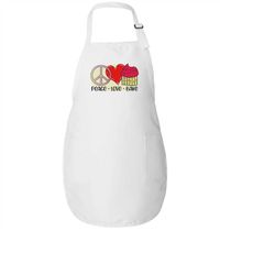 baking apron,baker gift,peace love bake apron,cookie lover apron,pastry owner clothing,cotton cooking apron,unisex kitch