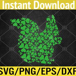 squirrel lover funny shamrock leaf squirrel st patrick's day svg, eps, png, dxf, digital download