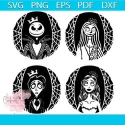 4 files of the nightmare before christmas jack skellington and sally svg