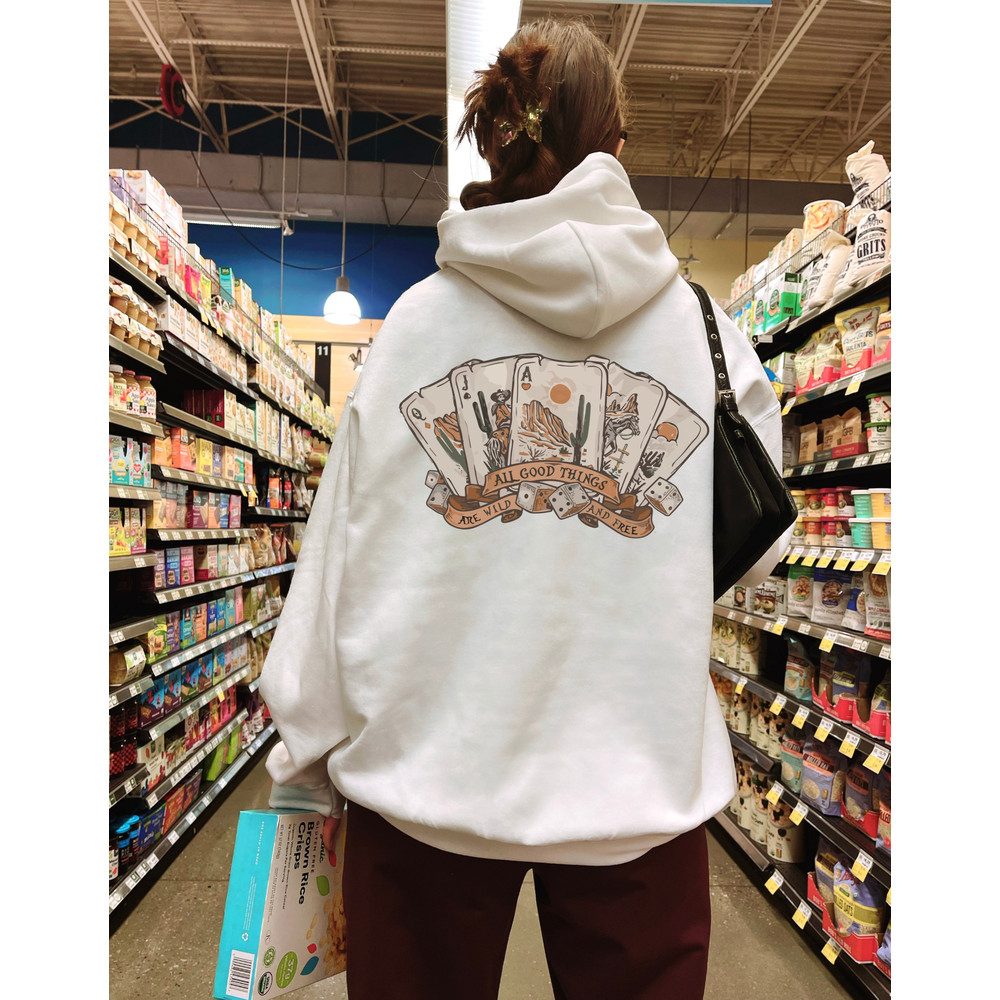 All Good Things Are Wild And Free Sweatshirt, Western Desert Cactus Hoodie, Country Music Fan Shirt, Poker Card Game Sweater, Cowboy Sweat - 5.jpg