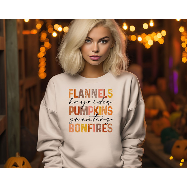 Bonfire Fall Pumpkin Sweatshirt, Autumn Hayrides Top, Harvest Bonfire Outfit, Fall Pumpkin Lover Hoodie, Autumn Season Harvest Festive Top - 2.jpg