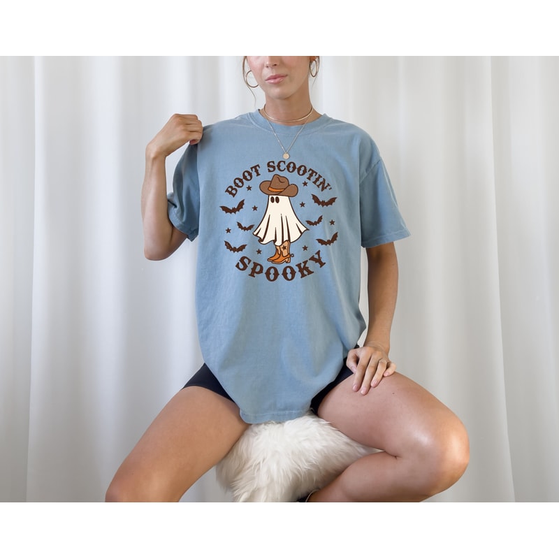 Comfort Colors Boot Scootin Spooky Shirt, Halloween Shirt ,Cowboy Ghost Shirt, Western Halloween Shirt, Cute Spooky Shirt, Halloween Gift - 2.jpg