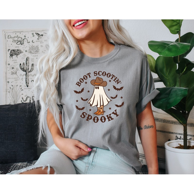 Comfort Colors Boot Scootin Spooky Shirt, Halloween Shirt ,Cowboy Ghost Shirt, Western Halloween Shirt, Cute Spooky Shirt, Halloween Gift - 6.jpg