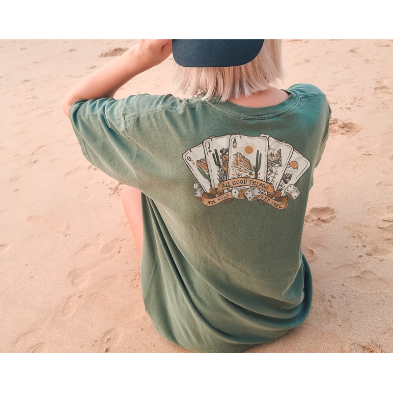 Comfort Colors® All Good Things Are Wild And Free Shirt, Western Desert Cactus Collection, Country Music Fan Clothing, Poker Card Game Tee - 6.jpg