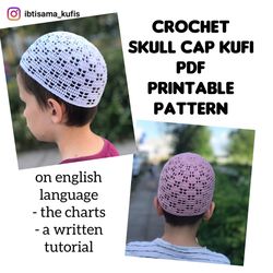 Pattern kufi hat men, Pattern of crocheted skull cap hats
