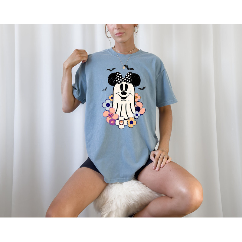 Comfort Colors® Retro Floral Minnie Ghost Halloween Shirt, Floral Minnie Halloween Shirt, Disney Halloween Shirt, Vintage Minnie Ghost Shirt - 1.jpg