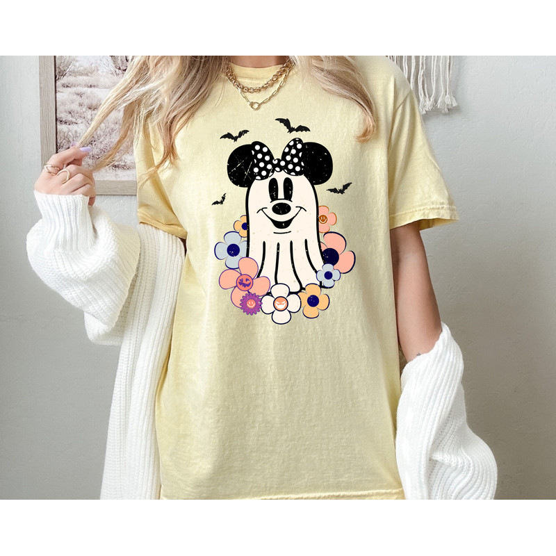 Comfort Colors® Retro Floral Minnie Ghost Halloween Shirt, Floral Minnie Halloween Shirt, Disney Halloween Shirt, Vintage Minnie Ghost Shirt - 2.jpg