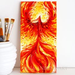 Phoenix Oil Painting Textured Phoenix Original Art Bird Phoenix Wall Art Handmade Phoenix Artwork. MADE TO ORDER