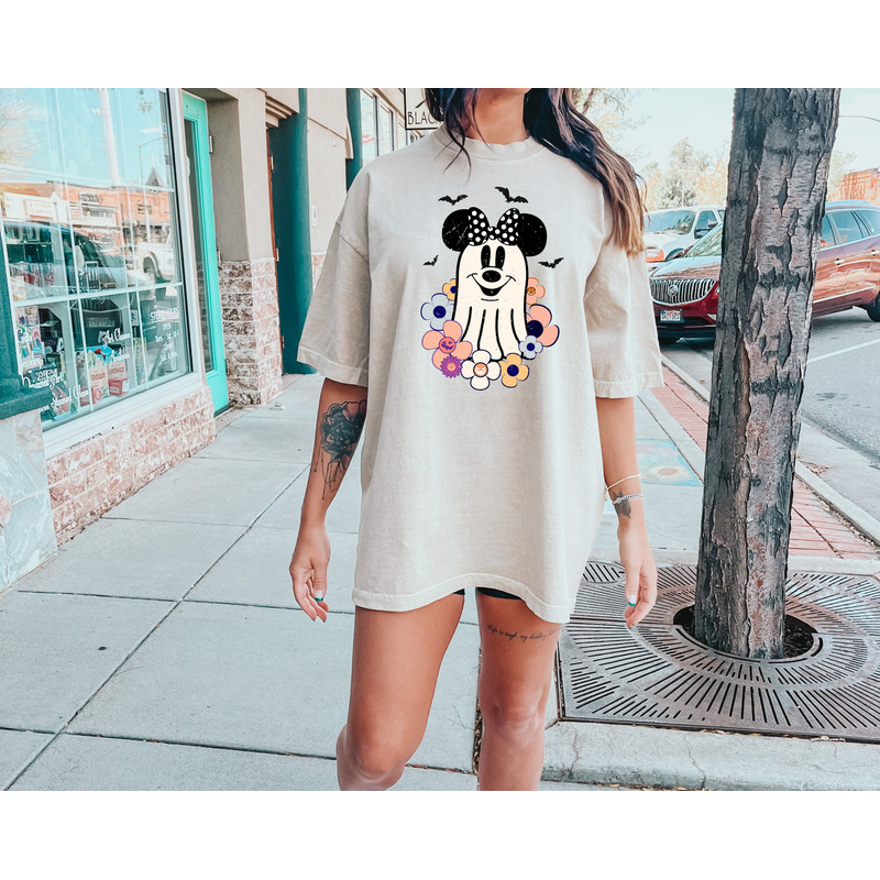 Comfort Colors® Retro Floral Minnie Ghost Halloween Shirt, Floral Minnie Halloween Shirt, Disney Halloween Shirt, Vintage Minnie Ghost Shirt - 5.jpg