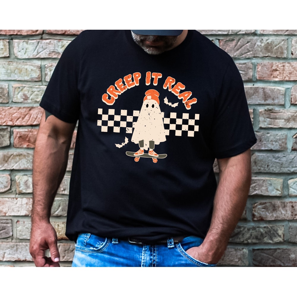 Creep It Real Halloween T-shirt, Fall Season Shirt, Ghost Lover Tee, Halloween Party Crewneck Shirt, Creepy Cute Shirt, Spooky Season Shirt - 1.jpg
