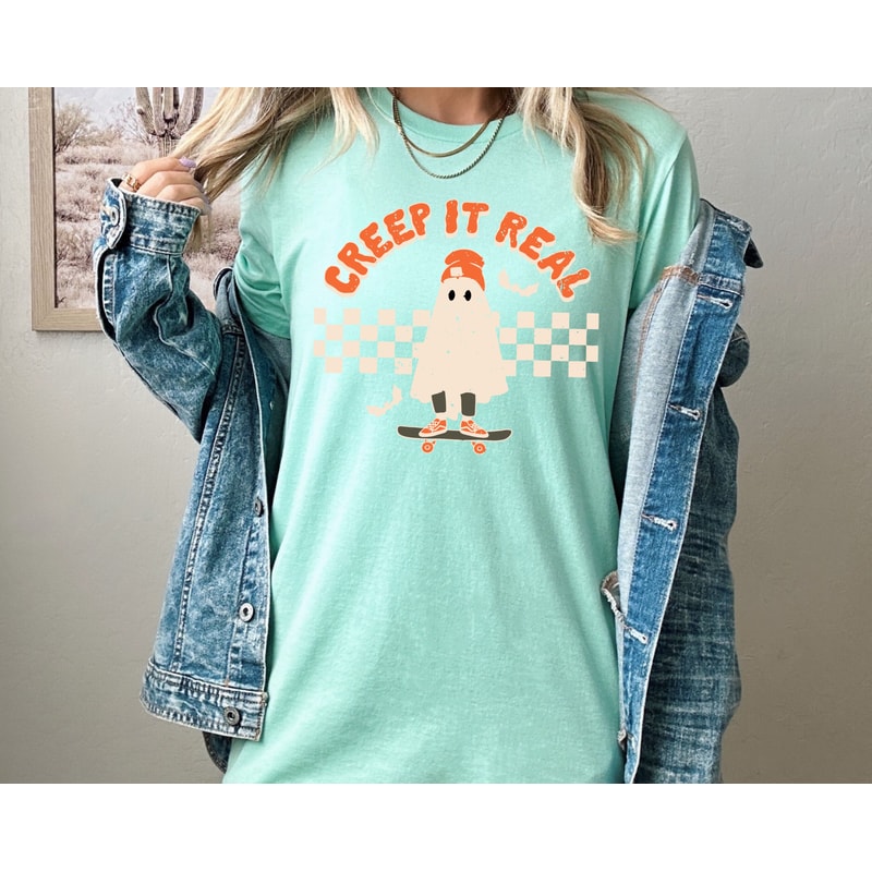 Creep It Real Halloween T-shirt, Fall Season Shirt, Ghost Lover Tee, Halloween Party Crewneck Shirt, Creepy Cute Shirt, Spooky Season Shirt - 3.jpg