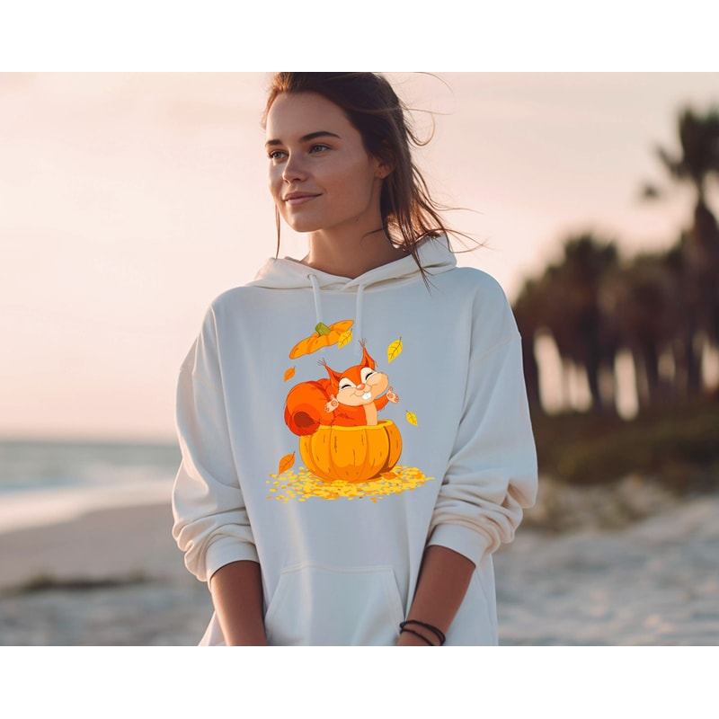 Cute Fall Pumpkin Sweatshirt, Autumn Pumpkin Hoodie, Autumn Leave Sweat, Squirrel Sweater, Animal Shirt, Thanksgiving Hoodie, Thankful Sweat - 4.jpg
