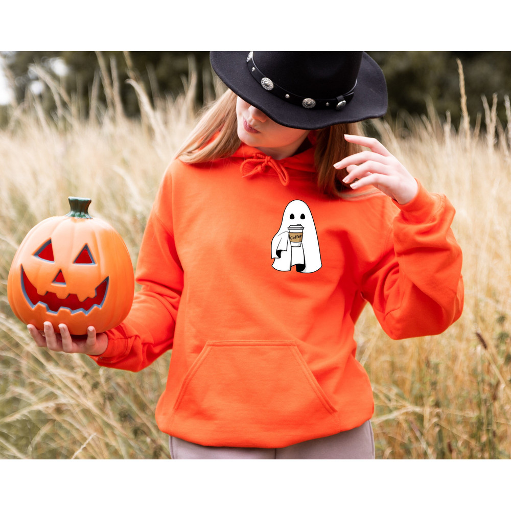 Cute Ghost Coffee Halloween Sweatshirt, Spooky Season Shirt, Funny Halloween Hoodie, Fall Coffee Lover Sweater, Retro Fall Ghost Hoodie - 1.jpg