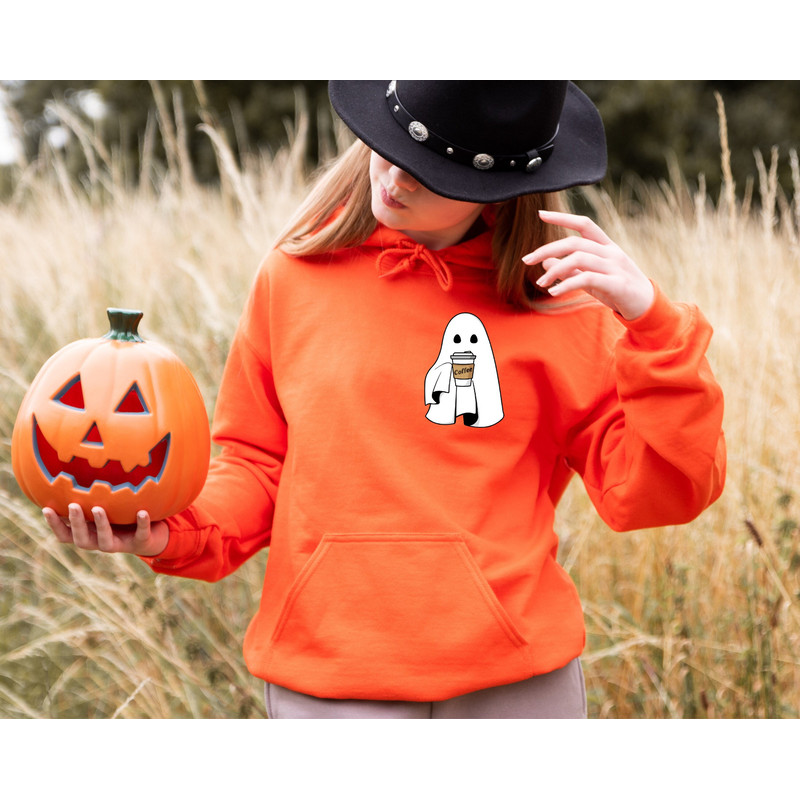 Cute Ghost Coffee Halloween Sweatshirt, Spooky Season Shirt, Funny Halloween Hoodie, Fall Coffee Lover Sweater, Retro Fall Ghost Hoodie - 1.jpg