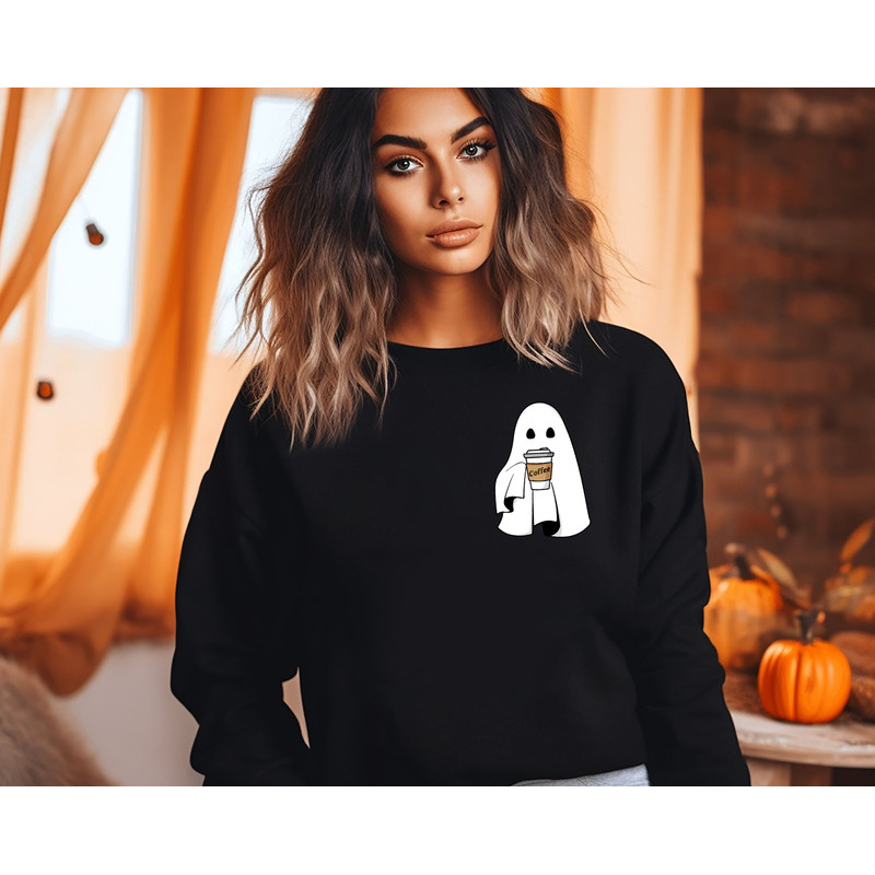 Cute Ghost Coffee Halloween Sweatshirt, Spooky Season Shirt, Funny Halloween Hoodie, Fall Coffee Lover Sweater, Retro Fall Ghost Hoodie - 3.jpg