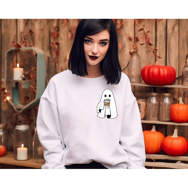 Cute Ghost Coffee Halloween Sweatshirt, Spooky Season Shirt, Funny Halloween Hoodie, Fall Coffee Lover Sweater, Retro Fall Ghost Hoodie - 4.jpg