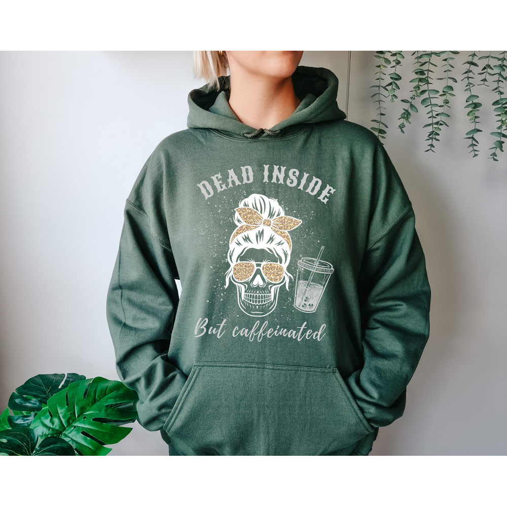 Dead Inside But Caffeinated, Halloween Mom Sweatshirt, Coffee Lover Hoodie, Caffeine Addict Sweater, Funny Halloween Sweater, Coffee Hoodie - 4.jpg