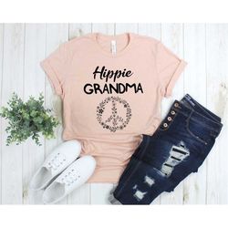 hippie grandma shirt floral grandmother peace sign 70s culture gift tshirt