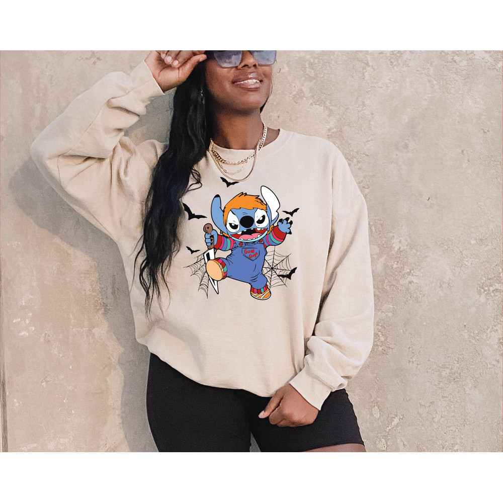 Halloween Chucky Stitch Sweatshirt, Horror Character Hoodie, Disney Halloween Hoodie, Halloween Gift, Spooky Disney Shirt, Horror Disney - 3.jpg