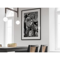 bob marley poser, black and white, one love, bob marley print, music studio decor, concert poster, printable wall art, d