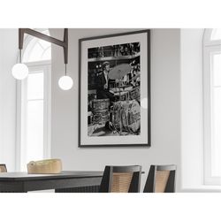 ringo starr the beatles poster, black and white, vintage print, retro wall art, concert poster, music room decor, printa