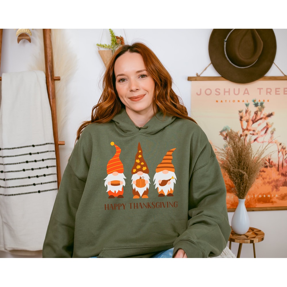Happy Thanksgiving Gnome Sweatshirt, Happy Thanksgiving Hoodie, Thanksgiving Dwarfs Sweat, Thanksgiving Sweater, Gnome Fall Top, Gnome Sweat - 1.jpg