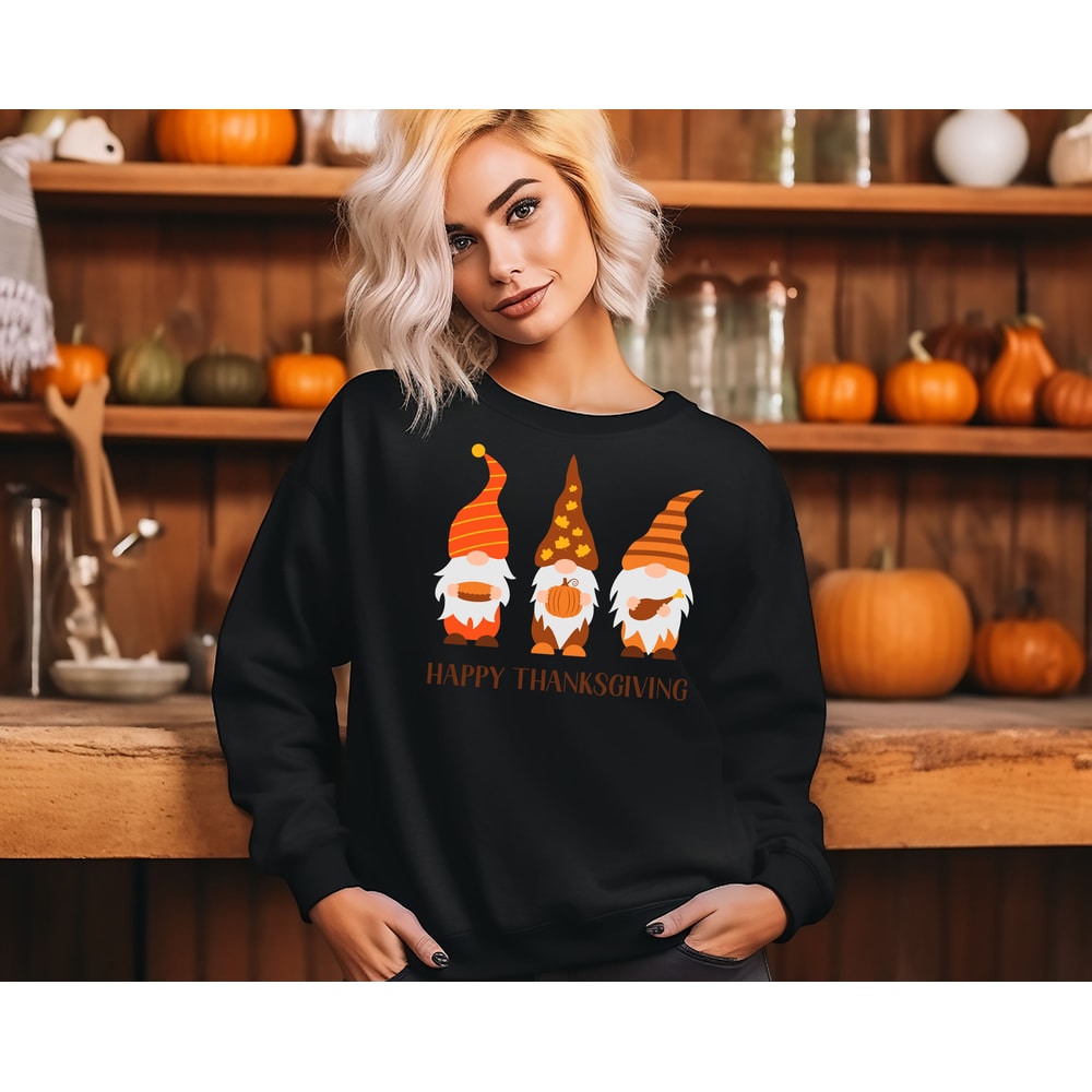 Happy Thanksgiving Gnome Sweatshirt, Happy Thanksgiving Hoodie, Thanksgiving Dwarfs Sweat, Thanksgiving Sweater, Gnome Fall Top, Gnome Sweat - 5.jpg