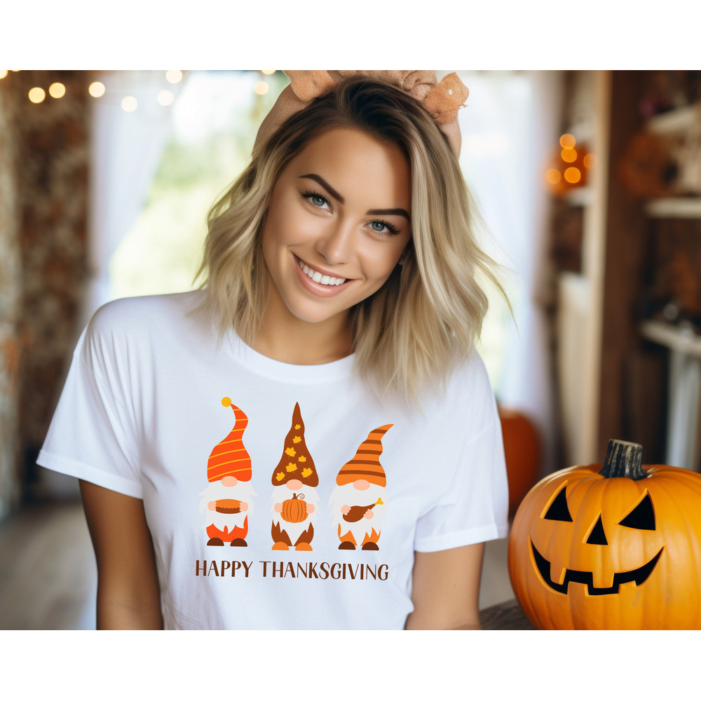 Happy Thanksgiving Gnome T-Shirt, Happy Thanksgiving Shirt, Thanksgiving Dwarfs Shirt, Thanksgiving Tee, Gnome Fall Tee, Thankful Gnome Tee - 2.jpg