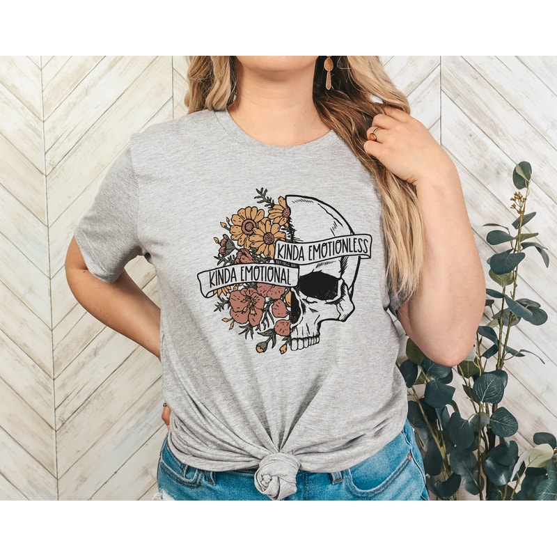 Kinda Emotion Kinda Emotionless T-shirt, Halloween Shirt, Skull Shirt, Halloween Shirt, Spooky Shirt, Halloween Crewneck, Horror Shirt - 3.jpg